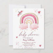  uitnodiging voor het baby shower van de roze rege (Voorkant)