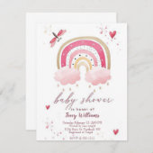  uitnodiging voor het baby shower van de roze rege (Voorkant / Achterkant)