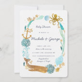 uitnodiging voor het Baby shower van de walvisocea (Voorkant)