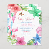 Uitnodiging voor het baby shower van de zomertropi (Voorkant / Achterkant)