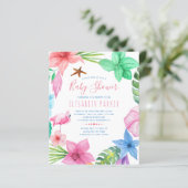 Uitnodiging voor het baby shower van de zomertropi (Staand voorkant)