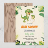 uitnodiging voor het baby shower van dinosaur (Voorkant / Achterkant)