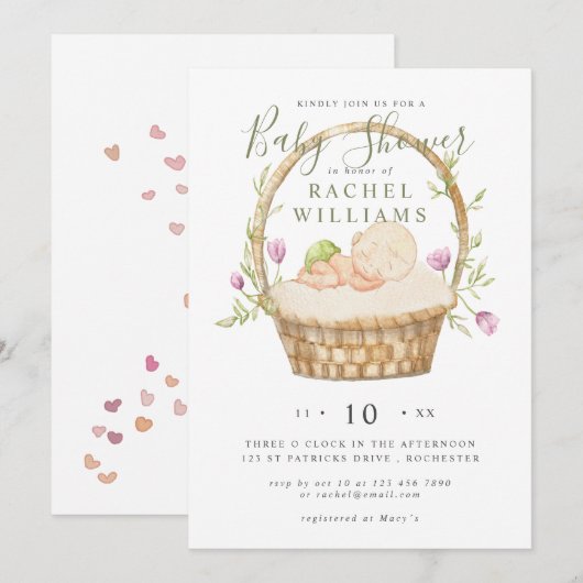 uitnodiging voor het baby shower van e - mand (Voorkant / Achterkant)