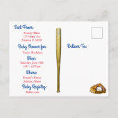 Uitnodiging voor het Baby shower van een honkbaljo (Achterkant)