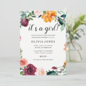  uitnodiging voor het Baby shower van Floral (Staand voorkant)