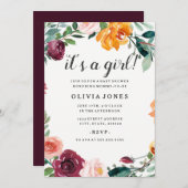  uitnodiging voor het Baby shower van Floral (Voorkant / Achterkant)