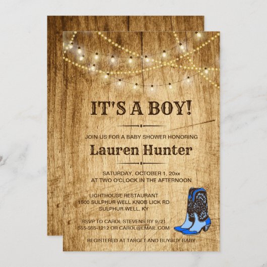 Uitnodiging voor het Baby shower van het land (Voorkant / Achterkant)