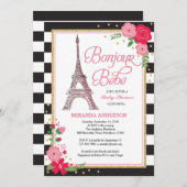 Uitnodiging voor het Baby shower van Parijs / Uitn (Voorkant / Achterkant)