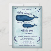  uitnodiging voor het Baby shower van walvissen (Voorkant)