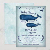 uitnodiging voor het Baby shower van walvissen (Voorkant / Achterkant)
