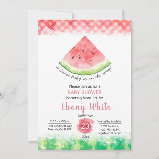 uitnodiging voor het baby shower van watermeloenen (Voorkant)