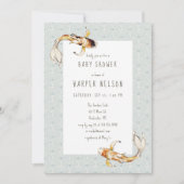 uitnodiging voor het baby shower van waterverf koi (Voorkant)