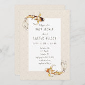 uitnodiging voor het baby shower van waterverf koi (Voorkant / Achterkant)