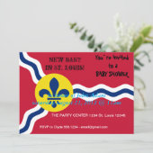 Uitnodiging voor het baby shower, Vlag van St. Lou (Staand voorkant)