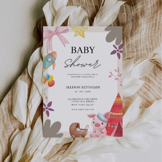 Uitnodiging voor het Baby shower voor schattige di