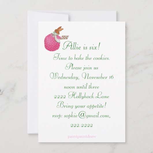 uitnodiging voor het bakken (Achterkant)