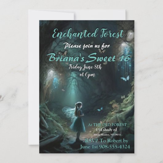 Uitnodiging voor het Betoverde Bos (Voorkant)