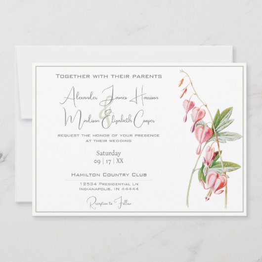 Uitnodiging voor het Bloedende Harten Huwelijk (Voorkant)