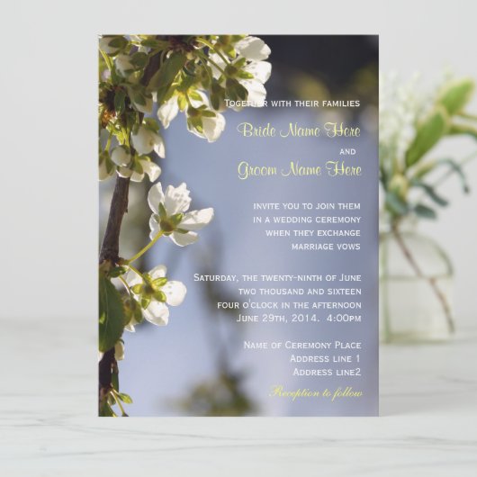 uitnodiging voor het bloeien van witte kersen (Staand voorkant)