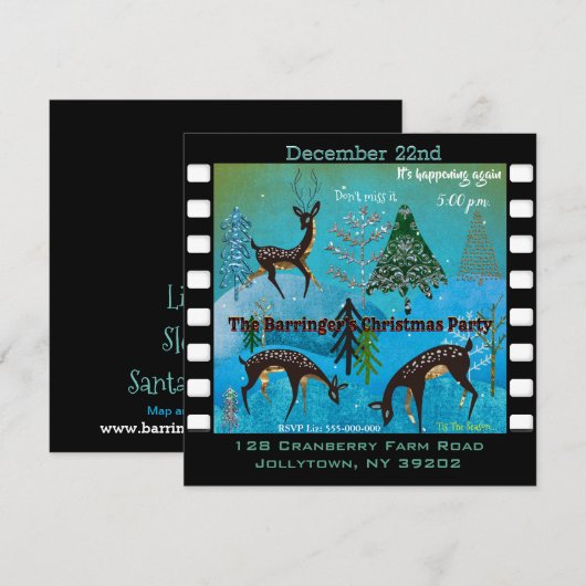 Uitnodiging voor het Blue Moonlight Deerfest Kerst (Voorkant / Achterkant)