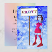 Uitnodiging voor het bord van het verjaardagsfeest (Voorkant / Achterkant)