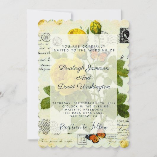 uitnodiging voor het bruiloft van rozen (Voorkant)