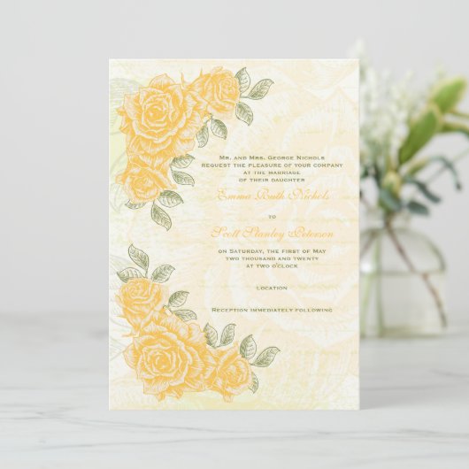  uitnodiging voor het bruiloft van rozen (Staand voorkant)