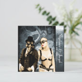 uitnodiging voor het bruiloft van steampunk (Staand voorkant)