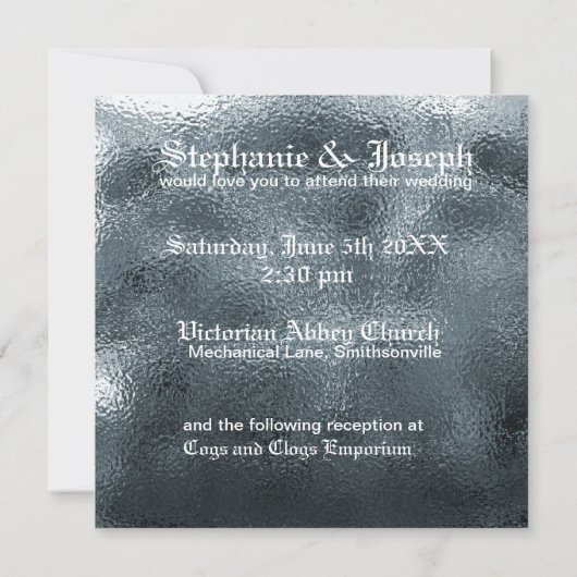 uitnodiging voor het bruiloft van steampunk (Achterkant)