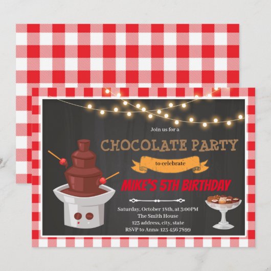 Uitnodiging voor het Chocolade-fontein (Voorkant / Achterkant)