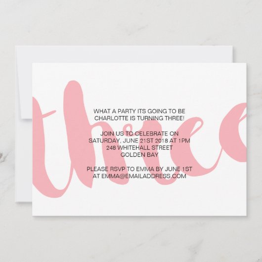 Uitnodiging voor het derde verjaardagsfeest van ee (Voorkant)