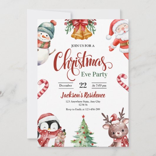 Uitnodiging voor het diner op kerstavond, kerstfee (Voorkant)