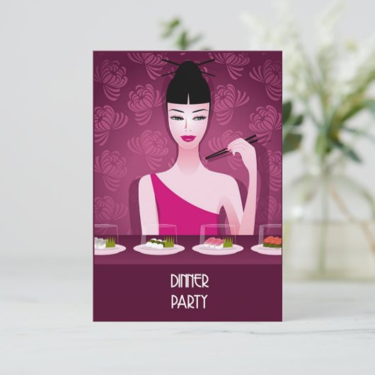 uitnodiging voor het diner sushi (Staand voorkant)