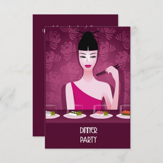 uitnodiging voor het diner sushi (Voorkant / Achterkant)
