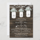 Uitnodiging voor het diner van Barnwood Mason Jars (Voorkant)