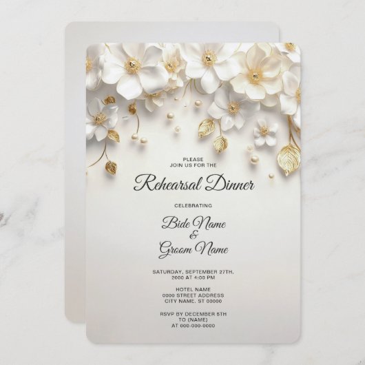 Uitnodiging voor het diner van de Ivory White Flor (Voorkant / Achterkant)