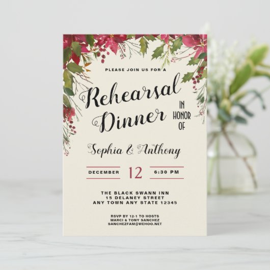 Uitnodiging voor het diner van de kerst-bruiloft (Staand voorkant)