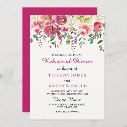 Uitnodiging voor het diner van de lentefloerij voo (Voorkant / Achterkant)