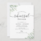 uitnodiging voor het diner van greenery dusty blue (Voorkant)