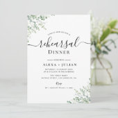 uitnodiging voor het diner van greenery dusty blue (Staand voorkant)