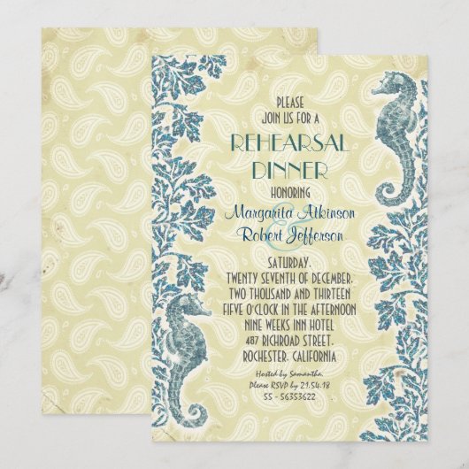 uitnodiging voor het diner voor de repetitie van z (Voorkant / Achterkant)