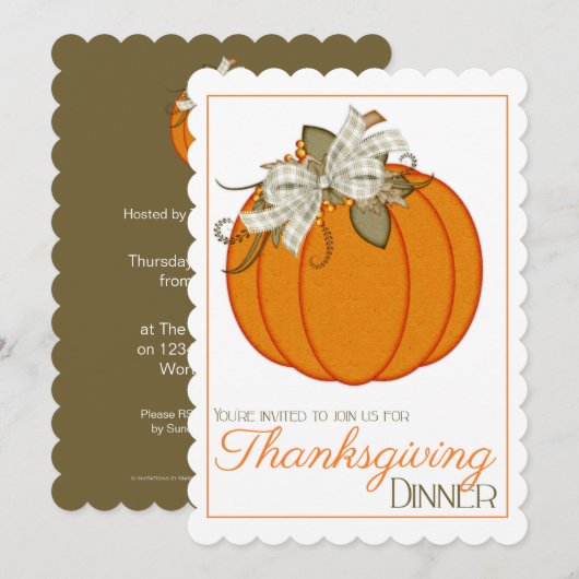 Uitnodiging voor het  diner voor de Thanksgiving v (Voorkant / Achterkant)