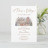 Uitnodiging voor “Het Dorp” Baby Shower (Staand voorkant)