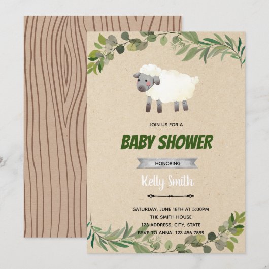 Uitnodiging voor het douchen (Voorkant / Achterkant)