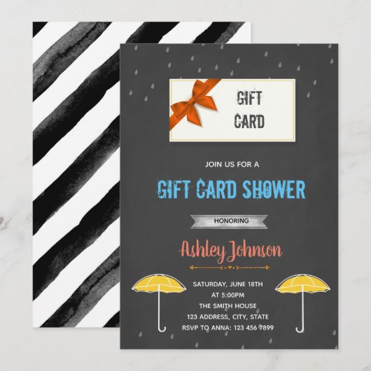 Uitnodiging voor het douchen van kaartjes (Voorkant / Achterkant)