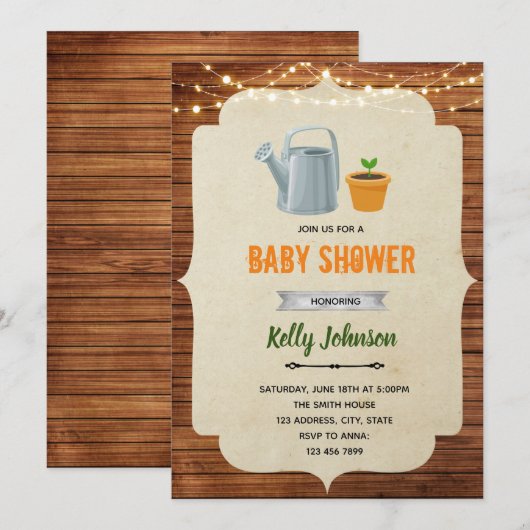 Uitnodiging voor het douchen van kleine spruitjes (Voorkant / Achterkant)