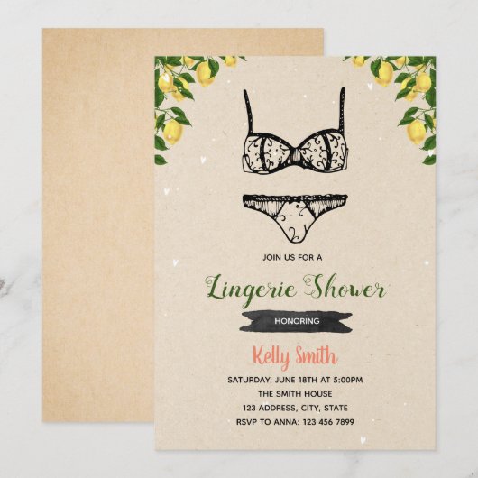 Uitnodiging voor het douchen van limonade en linge (Voorkant / Achterkant)