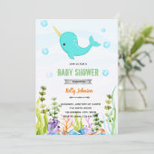 Uitnodiging voor het douchen van Narwhal (Staand voorkant)