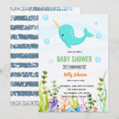 Uitnodiging voor het douchen van Narwhal (Voorkant / Achterkant)