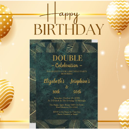 Uitnodiging voor het dubbele verjaardagsfeest van 